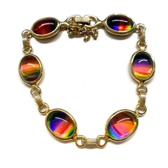 Sarah Coventry Bracelet Glass gold tone & multi colored - Picture 1 of 11